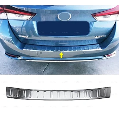 Image of Chrome Rear Bumper Scratch Protector S.STEEL WITH COMPATIBLE AURIS Touring Sports 2013 onwards
