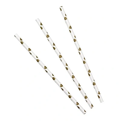 Image of Neviti Paper Straws Hearts Gold, Pack of 25