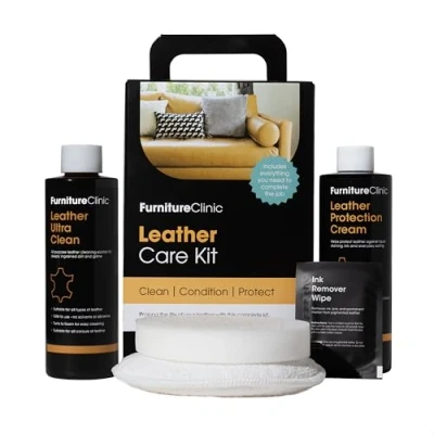 Image of Furniture Clinic Leather Care Kit Premium Cleaning For Sofas &amp; 250ml Cleaner Conditioner All Types of