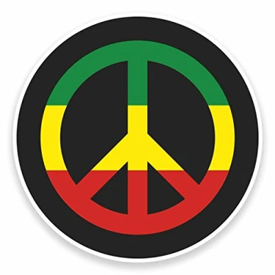 Image of 2 x 10cm Rasta Peace Symbol Jamaica Vinyl Sticker Laptop Travel Luggage #9481 (10cm Wide High)