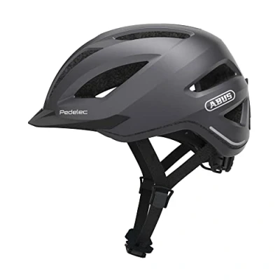 Image of ABUS Pedelec 1.1 City Helmet Modern Bicycle with Tail Light for Traffic Women and Men Dark Grey, Size M