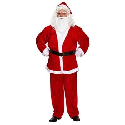 Image of Adult Mens 5 Piece Father Christmas Xmas Santa Claus Fancy Dress Costume Outfit STD &amp; XXXL (XXL) Red
