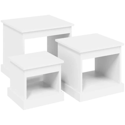 Image of vidaXL Nesting Tables 3 pcs in Engineered Wood, White, Scandinavian Style, Space Saving Design, Ideal for Living Room and Bedroom