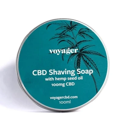 Image of Voyager CBD Shaving Soap with 100mg Premium &amp; Hemp Seed Oil Luxurious Lather, Soothes and Hydrates Skin, Natural Ingredients, Vegan Cruelty Free THC Free, 100ml