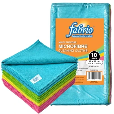 Image of FABRIO Microfibre Cleaning Cloth Assorted 32cm x Pack of 10