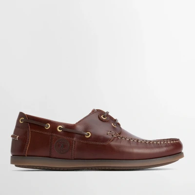Image of Barbour Men&#039;s Wake Leather Boat Shoes UK 11 Mahogany