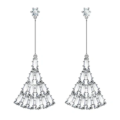 Image of KristLand Dangle Earrings 925 Sterling Silver Ear Pin for Women Ladies Gold Plated Drop with Cubic Zirconia Party Wedding Gift