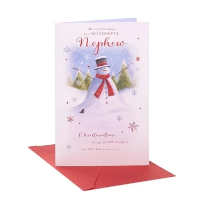 Image of UK Greetings Christmas Card for Nephew Snowman Design