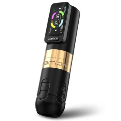Image of Ambition Zetton Wireless Tattoo Machine with 2400mAh Touch Buttons LED Digital Display Rotary Cartridge Battery Pen Brushless Motor Straight Drive Bar for Artist