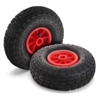 Image of Youyijia 2 Pcs Wheelbarrow Wheel 10&quot; Pneumatic Tyre 3.5/3.0 4 Rubber Puncture Proof 20mm Axle Shaft Heavy Duty Replacement for Sack Truck Cart