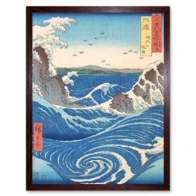 Image of Artery8 Naruto Whirlpool Awa Province Utagawa Hiroshige Japanese Woodblock Art Print Framed Poster Wall Decor 12x16 inch