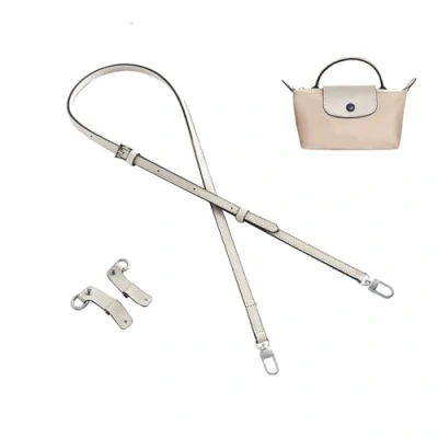 Image of Gastinsave Purse Straps Replacement, Leather Handbag Crossbody Shoulder Strap Adjustable for Longchamp Bag Women (White Sliver)