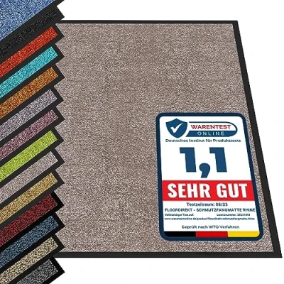 Image of etm Non slip Dirt Trapper Mat Absorbent Heavy duty Entrance for Indoor and Outdoor (Beige/Rose, 60 x 90 cm) Washable Door Barrier Front Doormat
