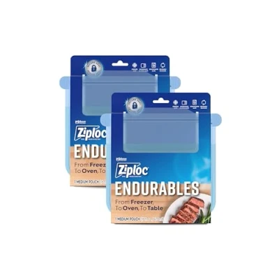 Image of Ziploc Endurables Medium Pouch, 2 Cups, Reusable Silicone Bags and Food Storage Meal Prep Containers for Freezer, Oven, Microwave, Dishwasher Safe, Pack