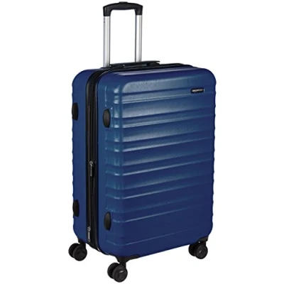 Image of Amazon Basics Hardside Luggage ABS Hard Shell Spinner/Suitcase with 4 Wheels, 68 cm, Navy Blue