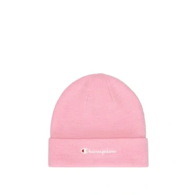Image of Champion Unisex Adult Lifestyle Caps (806064) Recycled Acrylic Knitted Yarn Embroidered Script Logo Beanie Hat, Pink (PS146), One Size