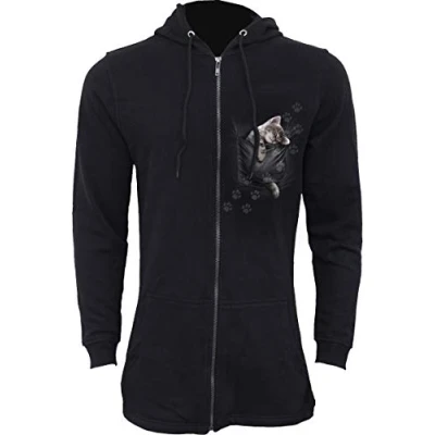 Image of Spiral Pocket Kitten Ladies Fish Tail Full Zip Hoody Sleeve S Black