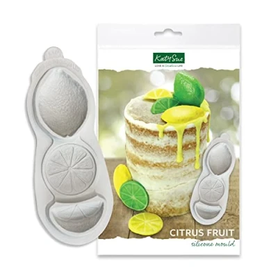 Image of Katy Sue CE0118 Citrus Fruit Slices Silicone Mould for Cake Decorating, Crafts, Cupcakes, Sugarcraft, Candies, Card Making and Clay, Food Safe Approved, Made in The UK, Grey