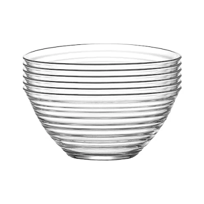 Image of 6x Clear 12cm Derin Glass Serving Bowls Small Kitchen Pasta Salad Fruit Party Platter Food Dip Snack Dishes Set By LAV