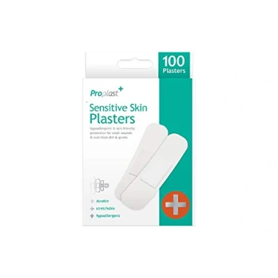 Image of ProPlast Hypoallergenic Sensitive Skin Plasters Pack of 100 Assorted Sizes