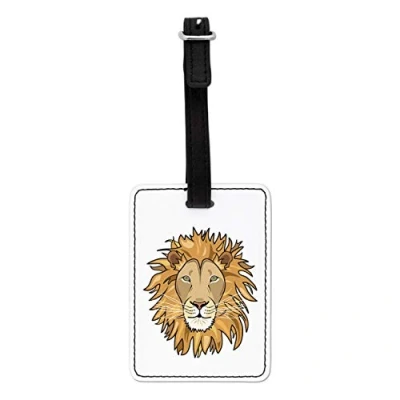 Image of Gift Base Lion Face Visual Luggage Tag with Black Strap