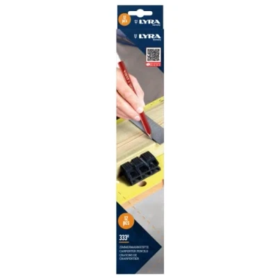 Image of LYRA L4333101, Carpenter&#039;s Pencil 333 Oval 30 cm Long, Professional Design, Ideal for Marking on Wood, Pack of 12, 100 x 50