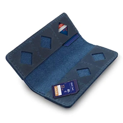 Image of MegaGear Leather SD Card Holder Blue
