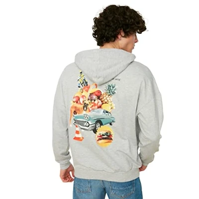 Image of Trendyol Man Oversize Basic Hood Knit Sweatshirt Gray