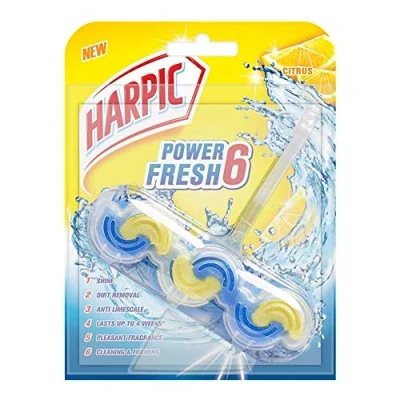 Image of Harpic Power Fresh 6 Toilet Rim Block Citrus 39g