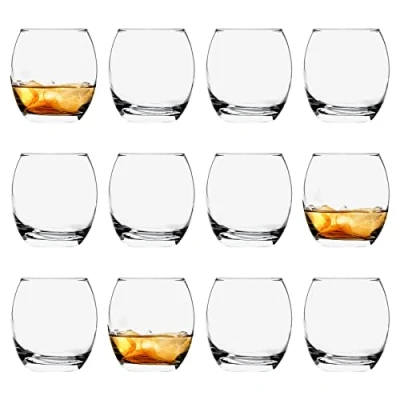 Image of Argon Tableware Tondo Whisky Glasses Modern Water Juice Glass Drinking Tumblers 405ml Clear Pack of 12