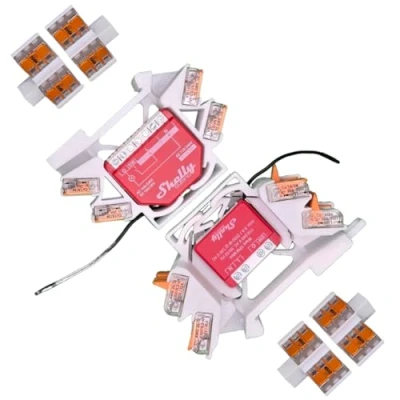 Image of Shelly DIN Rail Holder for 11 Relays: Plus 1, 1 Mini Gen3, 1PM, 1PM 2PM, 2.5, RGBW 2, PM, EM, i4, i4 DC, Dimmer Rail, Electrical Installation Pack of 2