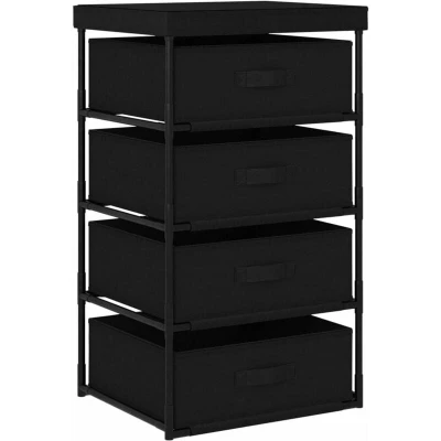 Image of vidaXL Storage Rack with 4 Fabric Baskets Steel Black