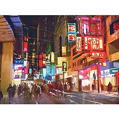Image of Wee Blue Coo City New York Chinatown Unframed Art Print Poster Wall Decor 12x16 inch