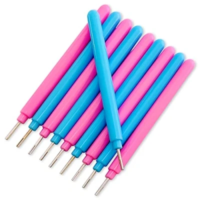 Image of TOYVENTURES 10 Pcs Quilling Paper Pens, Kits Slotted Tools Handmade Rolling Curling Needle Pen for Art Craft (Blue,Pink)