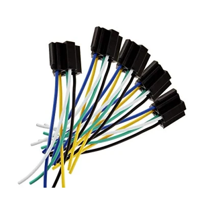 Image of 5X Pre Wired 5 Pin Relay Sockets DC 12V Car SPDT Automotive Wires w/Harness Socket 30/40 Amp