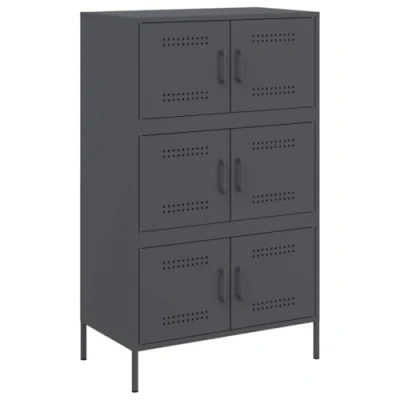 Image of vidaXL Highboard Sideboard/Side Cabinet Storage Cupboard Steel, Anthracite, 68x39x113cm Industrial Style