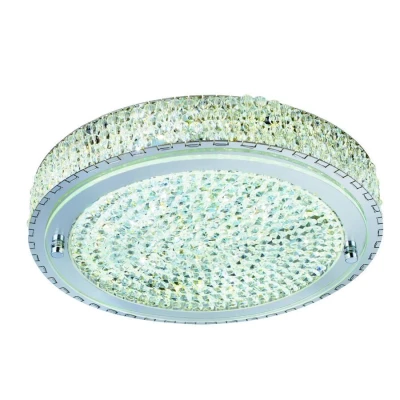 Image of LED Round Flush Ceiling Light Chrome with Crystal Glass Centre