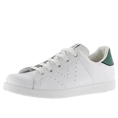 Image of VICTORIA Girls’ Deportivo Basket Piel Low Top Sneakers White et Vert (Verde) 35 EU