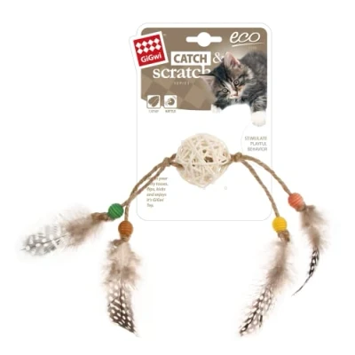 Image of Gigwi Eco Catch and Scratch Cat Toy With Rattle Natural Durable Kitten for Indoor Outdoor Cats