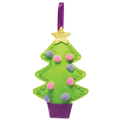 Image of Baker Ross FE913 Christmas Tree Sewing Kits Pack of 3, Set for Children, Creative Activities Kids, Ideal Arts and Crafts Project