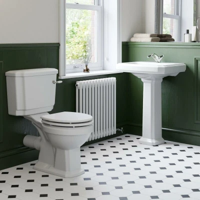 Image of Park Lane Traditional Cloakroom Suite with Close Coupled Toilet &amp; Full Pedestal Basin