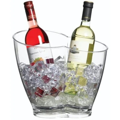 Image of BarCraft Wine Cooler Bucket, Double Sided Design for 2 Bottles, Plastic, Transparent, 7 Litres