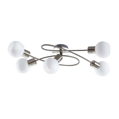 Image of Lindby ceiling lamp Elaina, 65 cm, 5 bulb, nickel coloured, glass