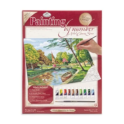 Image of Royal &amp; Langnickel Painting by Numbers Artist Canvas Series Church the River Large Designed Set