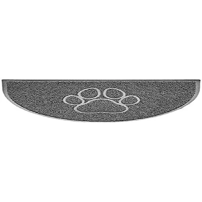 Image of Nicoman Paw Embossed Shape Indoor Outdoor Dirt Trapper Door Mat Washable Barrier Heavy Duty Doormat (Watertight Rubber Back, Half Moon, Grey, 70 x 44cm)