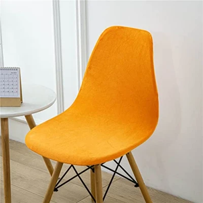 Image of Highdi Luxury Velvet Scandinavian Dining Chair Covers, Nordic Style Universal Armless Slipcovers Shell Chairs Covers Removable Washable for Kitchen, Bedroom, Living Room (Orange,4 PCS)