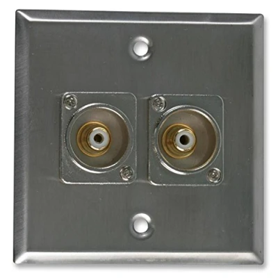 Image of Pro Signal PSG08161 Steel AV Wall Plate with 2 x RCA Socket