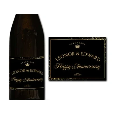 Image of Personalised Champagne/Prosecco Happy Birthday Bottle Label Any Wording