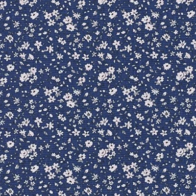 Image of Textiles français la fleur de liberté fabric white flowers on marine blue base cloth 100% Cotton Print 160 cm (63 inches) wide Per half metre length increment*