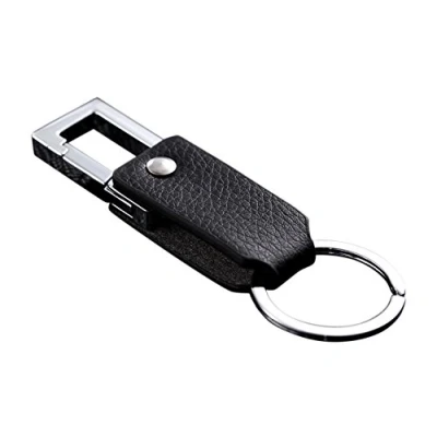Image of Cerbery Elegant Leather Keyring with Rings and Gift Box Keychain Key Holder car Photo Engraving Ring Ladies Men (Silver)